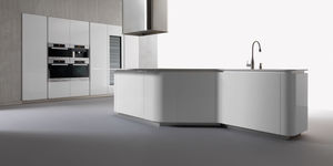 contemporary kitchen / wood veneer / lacquered wood / island
