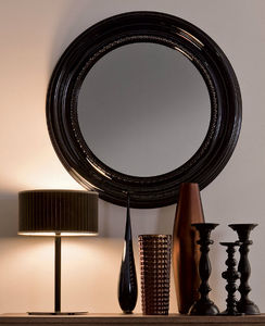 wall-mounted mirror / traditional / round / lacquered wood