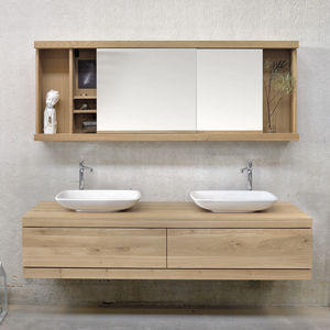double washbasin cabinet / wall-hung / oak / contemporary