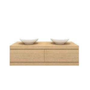 double washbasin cabinet / wall-hung / free-standing / oak