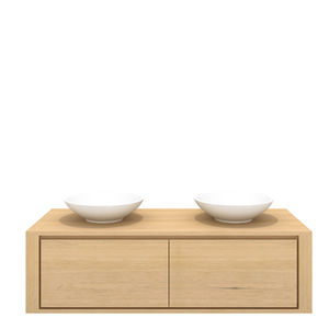 double washbasin cabinet / wall-hung / free-standing / oak