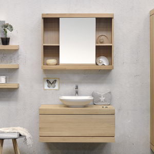 wall-hung washbasin cabinet / oak / contemporary