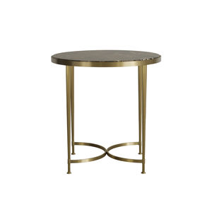contemporary side table / brass / marble / round