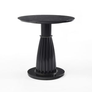 traditional side table / solid wood / marble / round