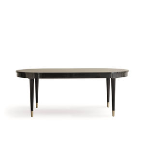 contemporary dining table / solid wood / lacquered wood / oval
