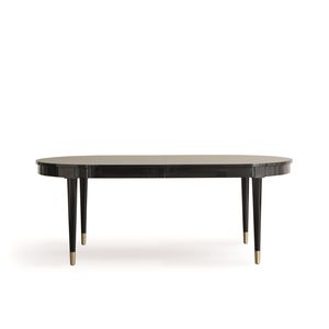 contemporary dining table / solid wood / oval / extending