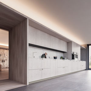 contemporary kitchen / wood veneer / island / lacquered
