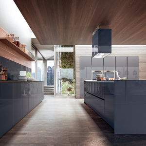 contemporary kitchen / wooden / island / lacquered