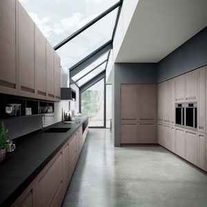 contemporary kitchen / wood veneer / oak / stainless steel