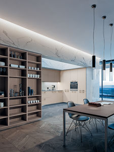 contemporary kitchen / wood veneer / lacquered / matte