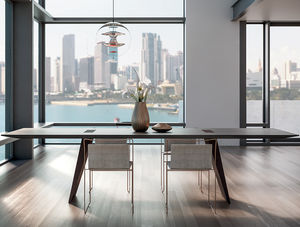 contemporary dining table / solid wood / rectangular