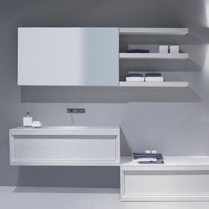 wall-mounted shelf / contemporary / lacquered wood / bathroom