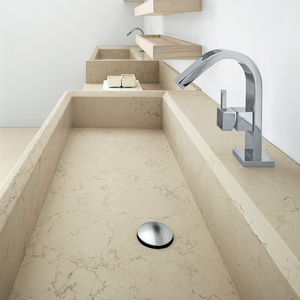 double washbasin / countertop / rectangular / Solid Surface