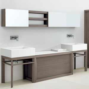 double washbasin / countertop / rectangular / Solid Surface