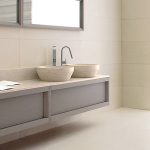 double washbasin / countertop / stone / contemporary