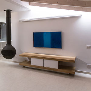 contemporary sideboard / lacquered wood / oak / white