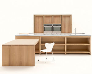 contemporary kitchen / solid wood / oak / island