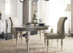 classic dining table / wooden / oval