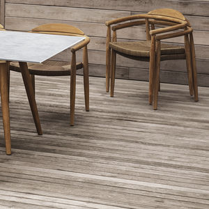 contemporary garden chair / with armrests / teak / rope