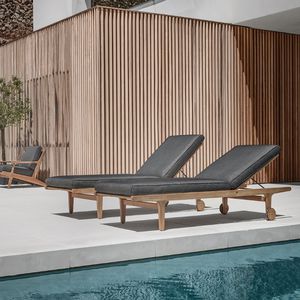 contemporary sun lounger / teak / fabric / garden