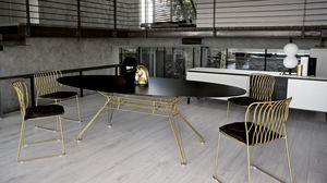 contemporary table / walnut / solid wood / wood veneer