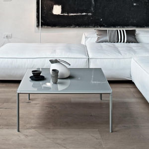 contemporary coffee table / lacquered metal / glass / rectangular