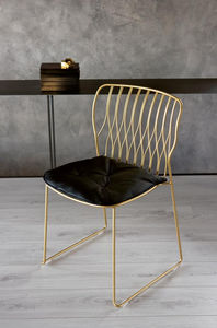 contemporary chair / stackable / sled base / lacquered metal
