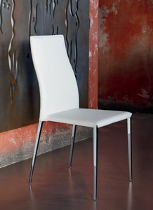 contemporary chair / upholstered / wool / leather