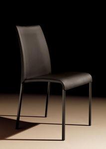 contemporary chair / upholstered / leather / chromed metal