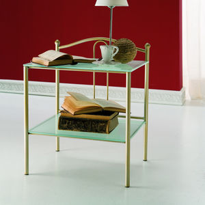 bedside table / traditional / sandblasted glass / iron