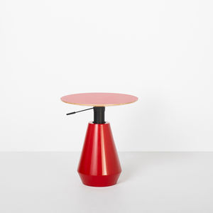 contemporary side table / wood veneer / laminate / round