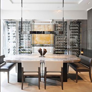 built-in wine cabinet / stainless steel / custom
