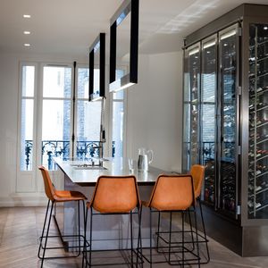built-in wine cabinet / stainless steel / glass / glazed