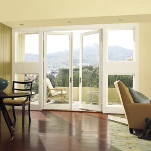 swing French door / wooden / fiberglass / double-glazed