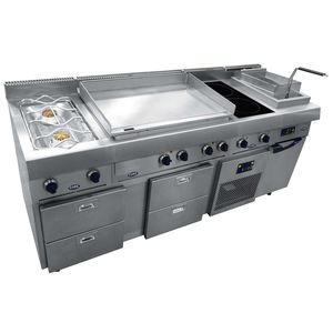 stainless steel commercial kitchen / modular / with handles