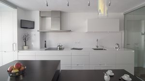 contemporary kitchen / wooden / melamine / island