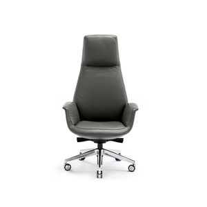 contemporary executive chair / leather / aluminum / swivel