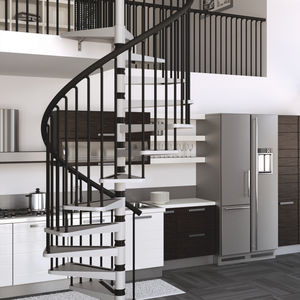 spiral staircase / metal steps / steel frame / without risers
