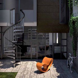 spiral staircase / metal steps / steel frame / without risers