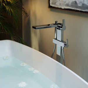 bathtub mixer tap / floor-mounted / chromed metal / bathroom