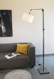 floor-standing lamp / contemporary / brass / cotton