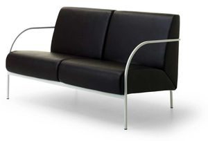 contemporary sofa / leather / commercial / for public buildings