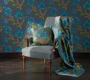 curtain fabric / floral pattern / linen / viscose