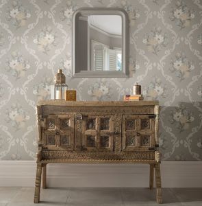 contemporary wallpaper / floral / blue / gray