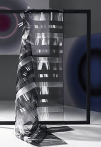 striped sheer curtain fabric / polyester