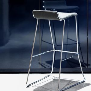 contemporary bar stool / leather / metal / fabric