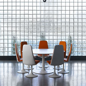 contemporary visitor chair / high-back / upholstered / swivel