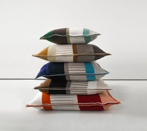 square cushion / striped / Merino wool / multi-color