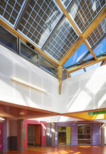 facade glass panel / for photovoltaic modules / building / laminated