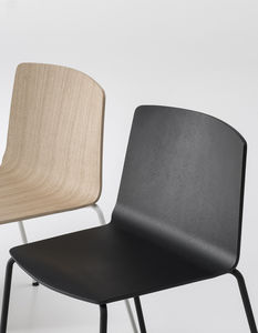 contemporary chair / wooden / upholstered / with armrests